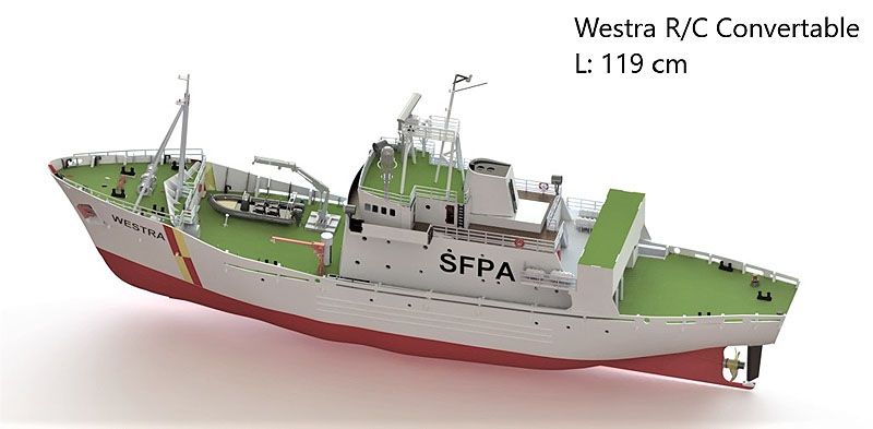 Westra fiskerioppsynskip m/innredning og belysning. 1190 mm. 